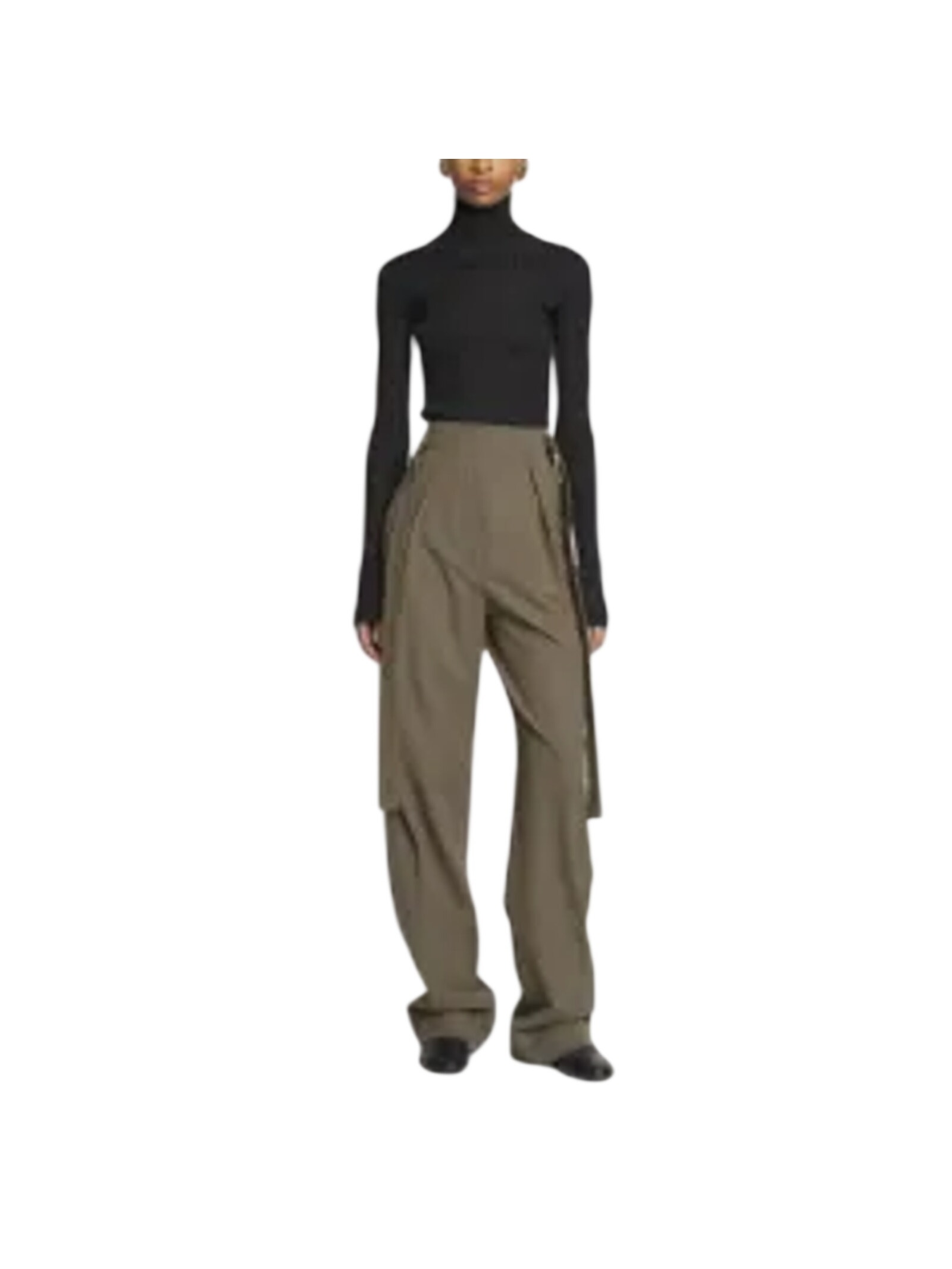 Proenza Schouler Pleated Olive Lightweight Wool Pants Size 6